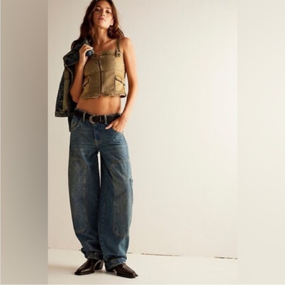 Free People Loren High Rise Carpenter Barrel Jeans Size 28 NWT - Picture 1 of 13